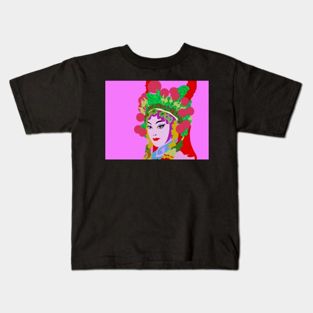 Cantonese Opera Star #2 Kids T-Shirt by CRAFTY BITCH